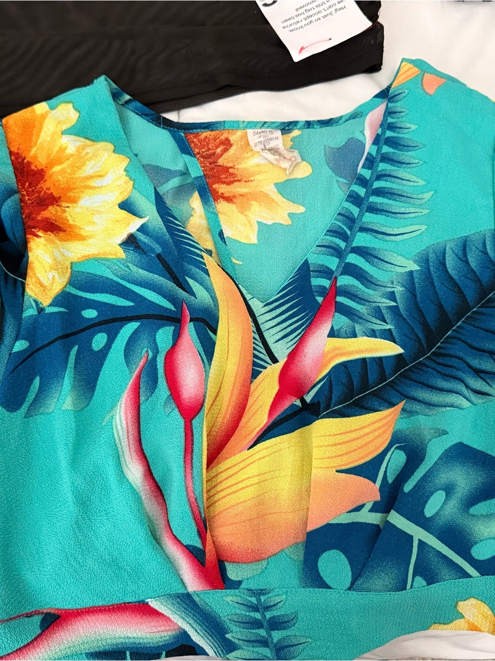 Tropical Teal Floral V-Neck Dress